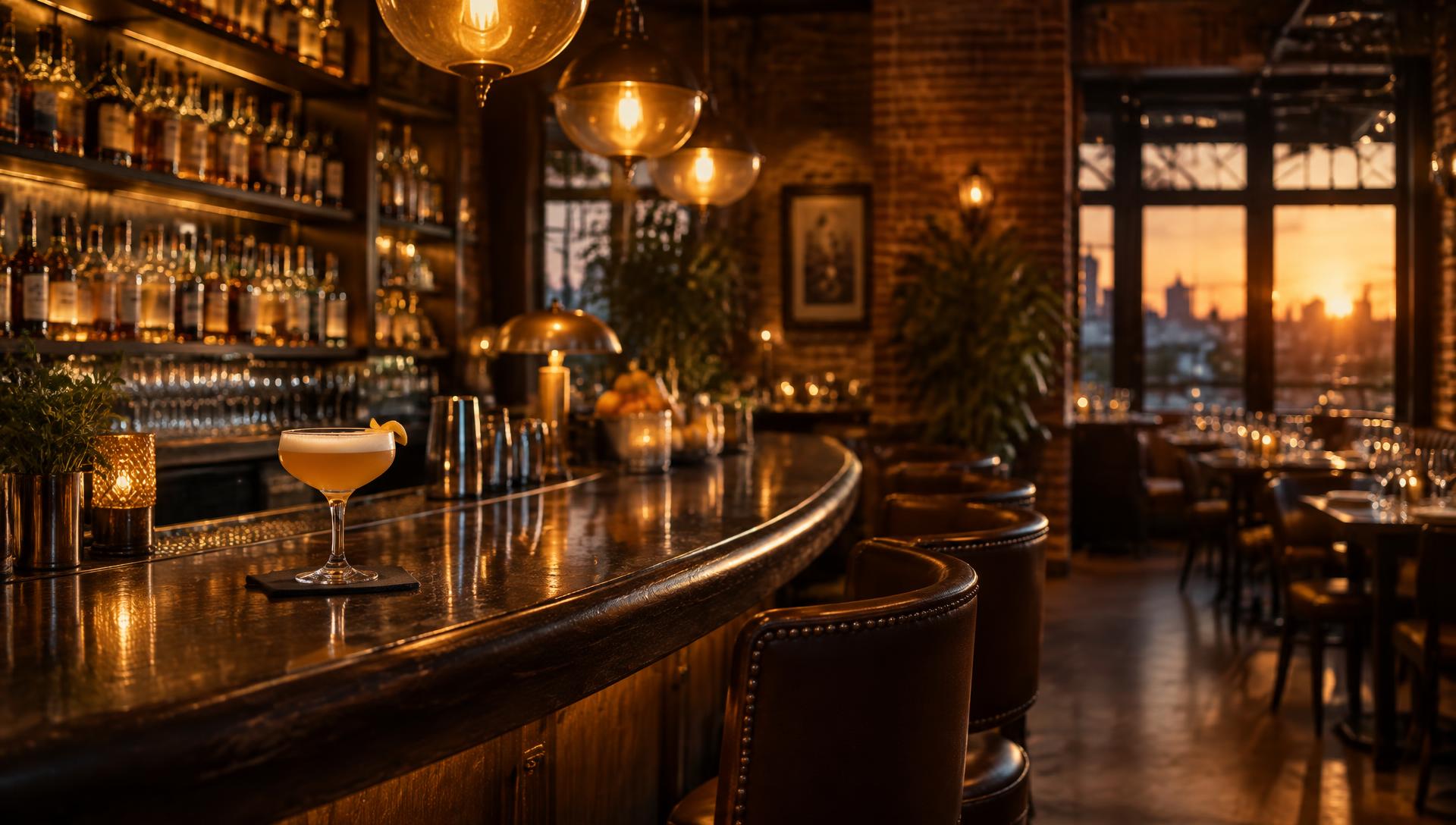 Atmospheric bar and dining room at HotBox Bistro